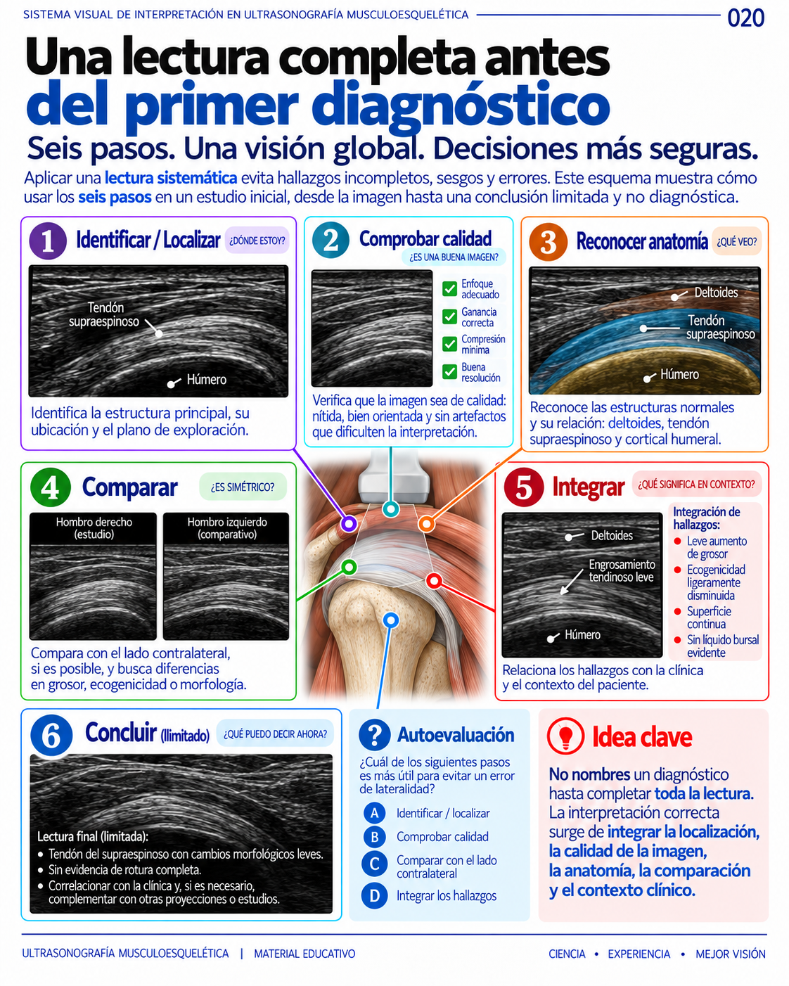Página del Sistema Visual con seis pasos para una lectura integrada del estudio musculoesquelético